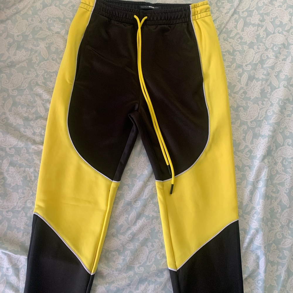 Black and yellow fashion nova men collection joggers